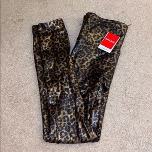 SPANX Faux Leather Leopard Leggings